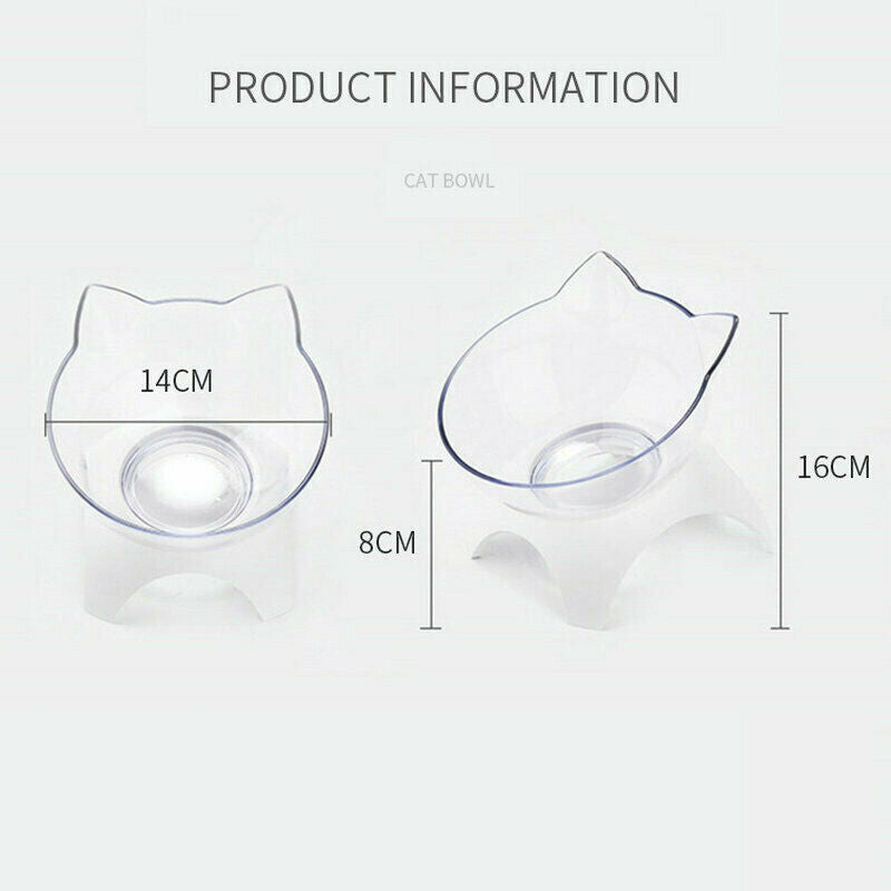 Non-slip 15°Tilted Cat Bowls w/Raised Stand Pet Food Water Bowl Cats Dog .l8