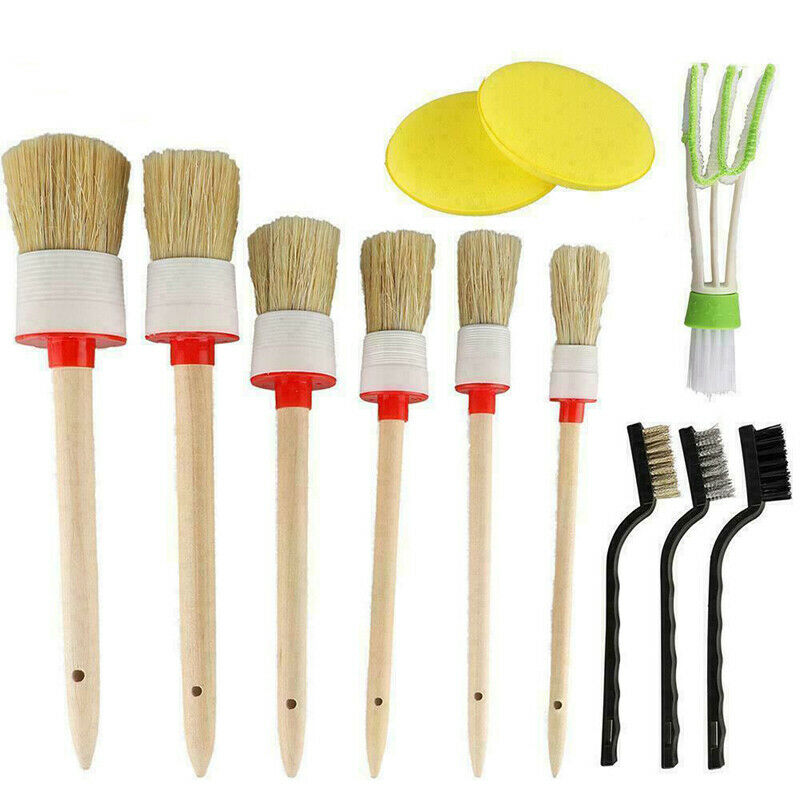 13PCS Car Detailing Brush Kit Boar Hair SUV Interior Washing For Wheel Cleanning