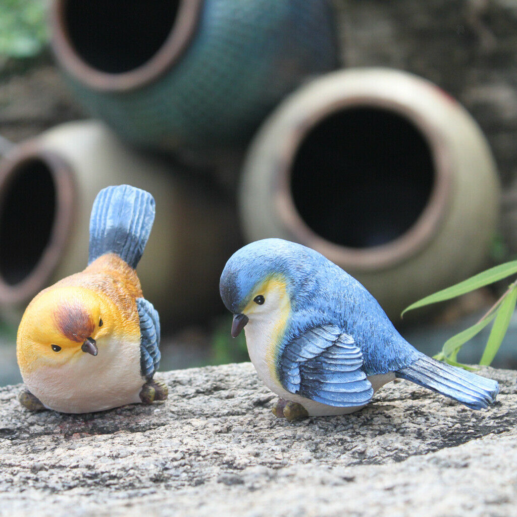 Creative Rural Garden Decor Emulation Bule & Orange Birds Christmas Gift