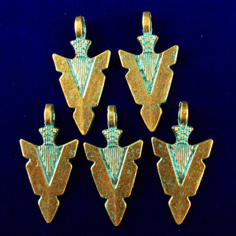 30Pcs Carved Brass Bronze Arrow Pendant Bead 30x15x5mm A-69PJ