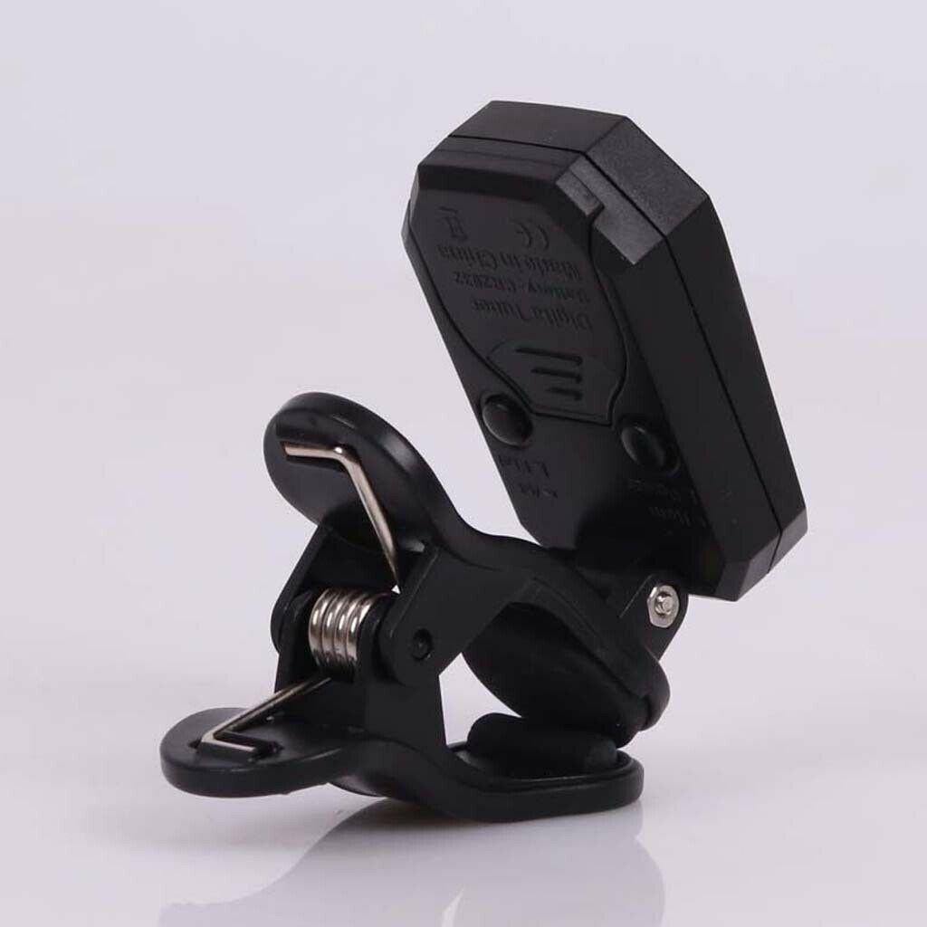 Clip On Tuner with LCD Display for Guitar Bass Ukulele Banjo Violin Black