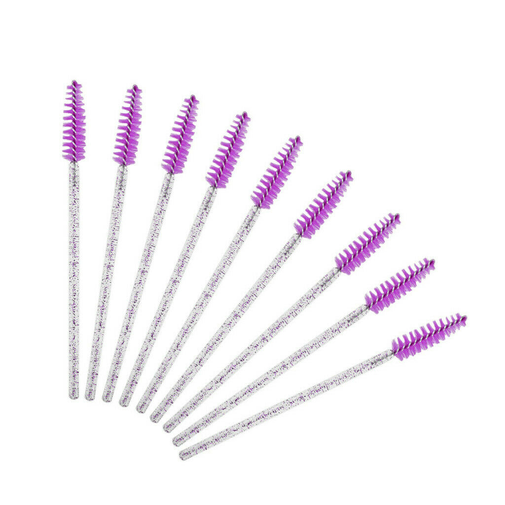 300 Packs Eyelash Mascara Wands w/ Crystal Handle Eyebrow Spiral Brushes