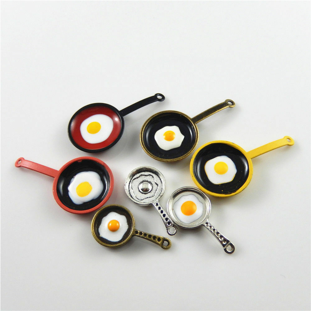 Mixed Colors Enamel Alloy Jewelry Findings Omelette Pan Look Charms Pendants 10x