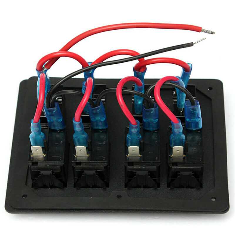 4Gang Aluminium LED Waterproof Rocker Switch Panel Circuit for Marine Boat Yacht