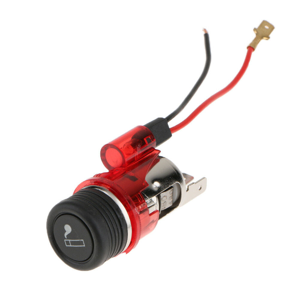 Car Cigarette Lighter Socket 12V Power Plug With Light Dia 28mm Red
