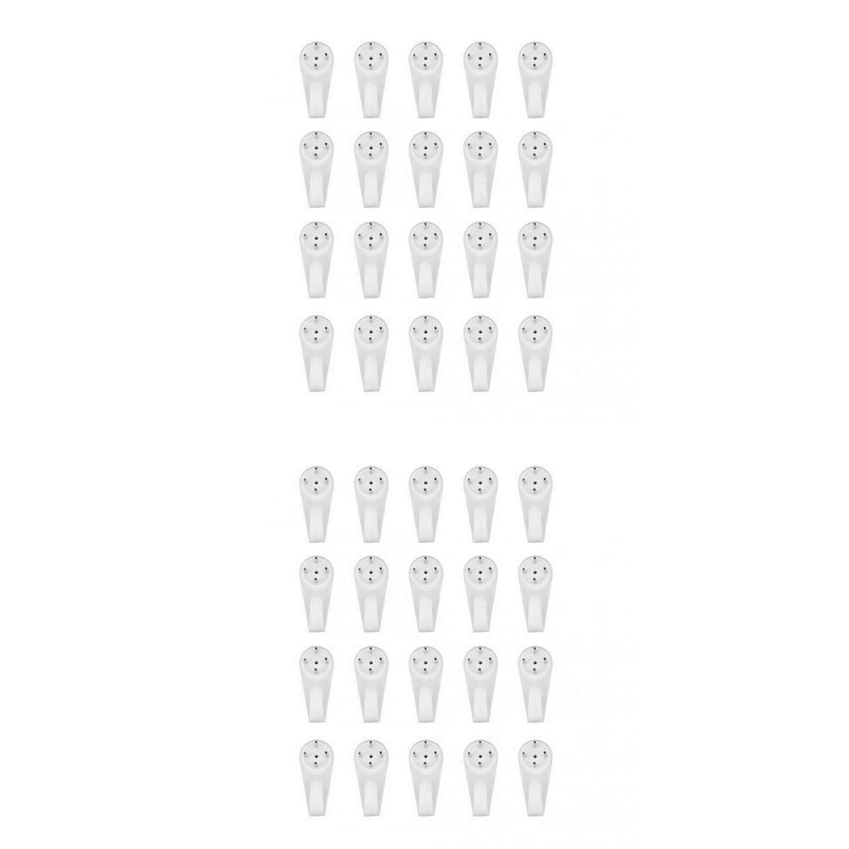 40 Plastic Picture Frame Wall Hooks Photos Mirror Hanging 4-Pin 21x50mm/20x40mm