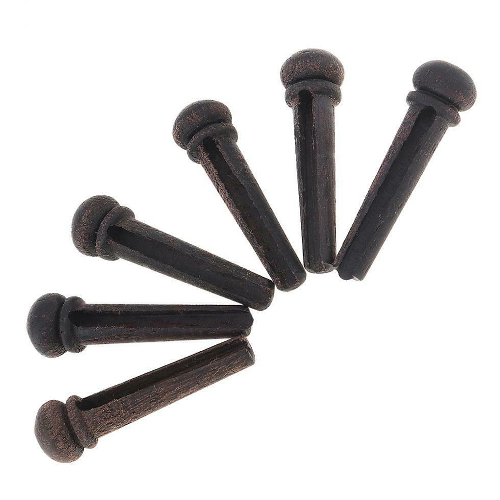 6pcs Rose Wood Folk  Acoustic Guitar Bridge Pins Plastic String End Peg Pack