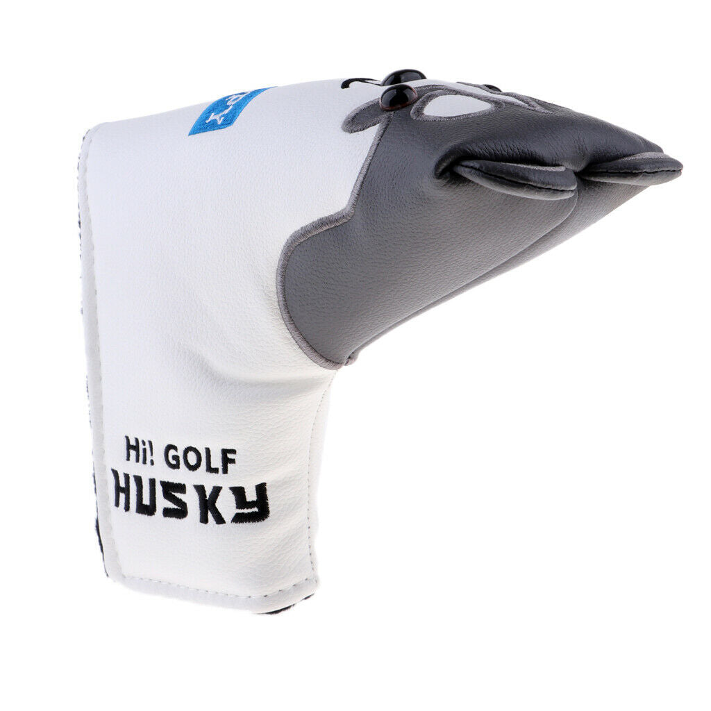 Golf Mallet Putter Head Cover Dog Pattern  Protector Closure L-Shape