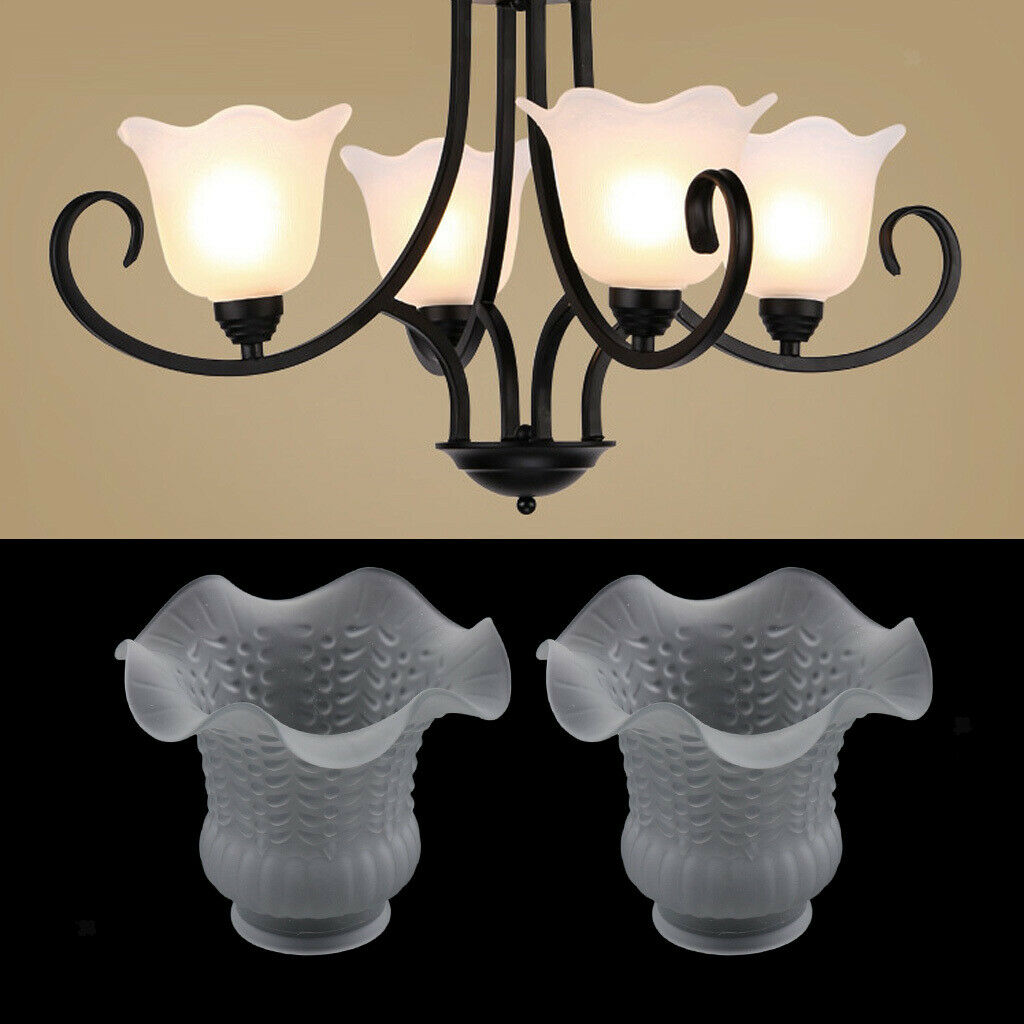 2 Pieces E27 Transparent Glass   Ceiling Lamp With Lampshade For