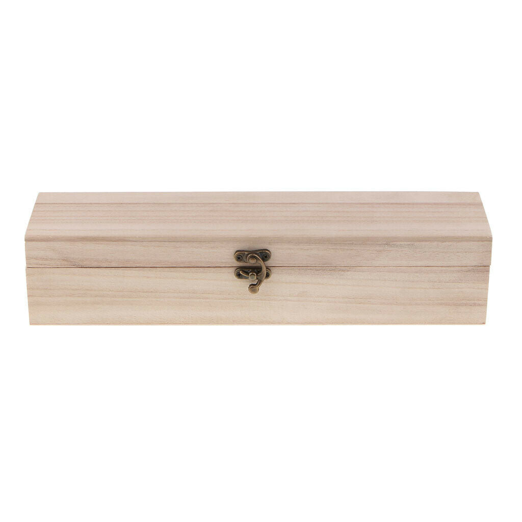 2Pack Plain Natural Wood Trinket Storage Box with Hinged Lid Case Kids Toys DIY