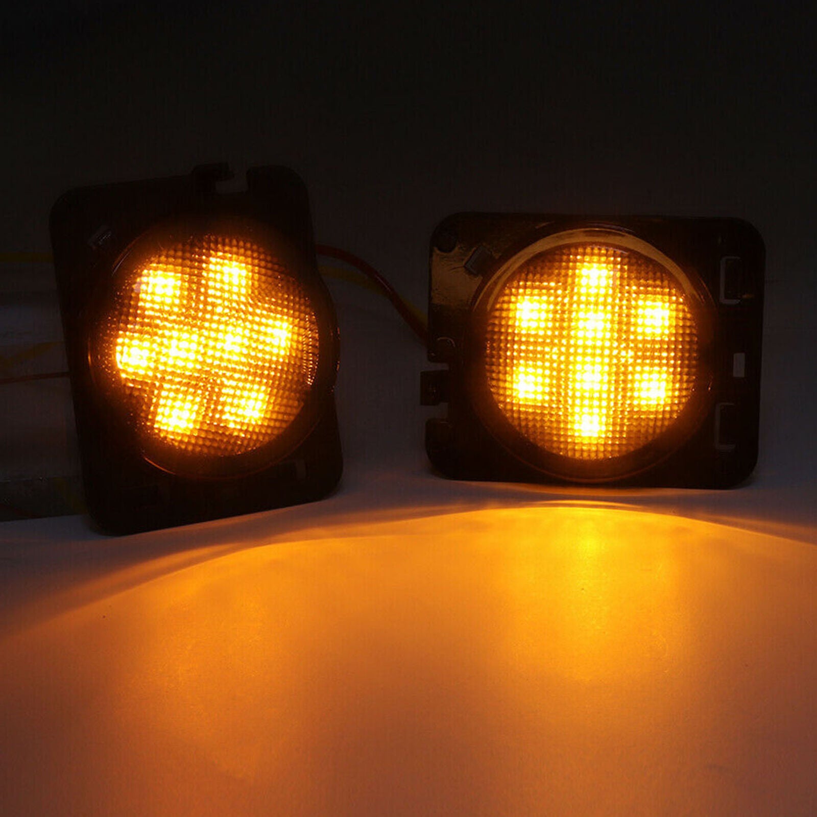 Pair Front Fender LED Side Marker Light Smoke Lens for 2007-18 Jeep Wrangler JK