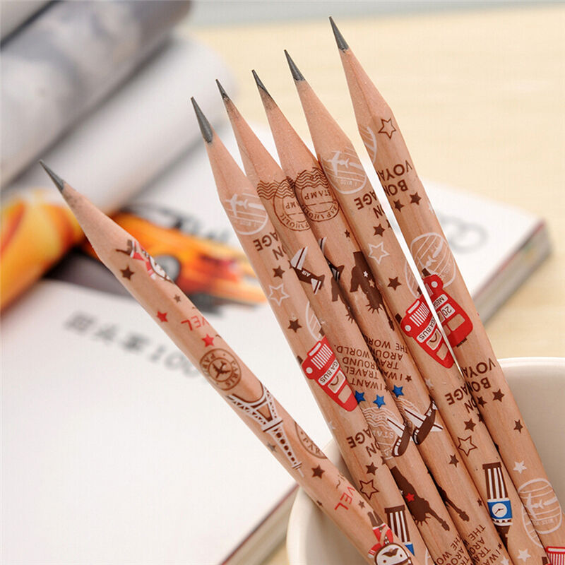 12pcs Cute Pencil Bon Voyage HB School Novelty Writing Wooden Pencil For .l8