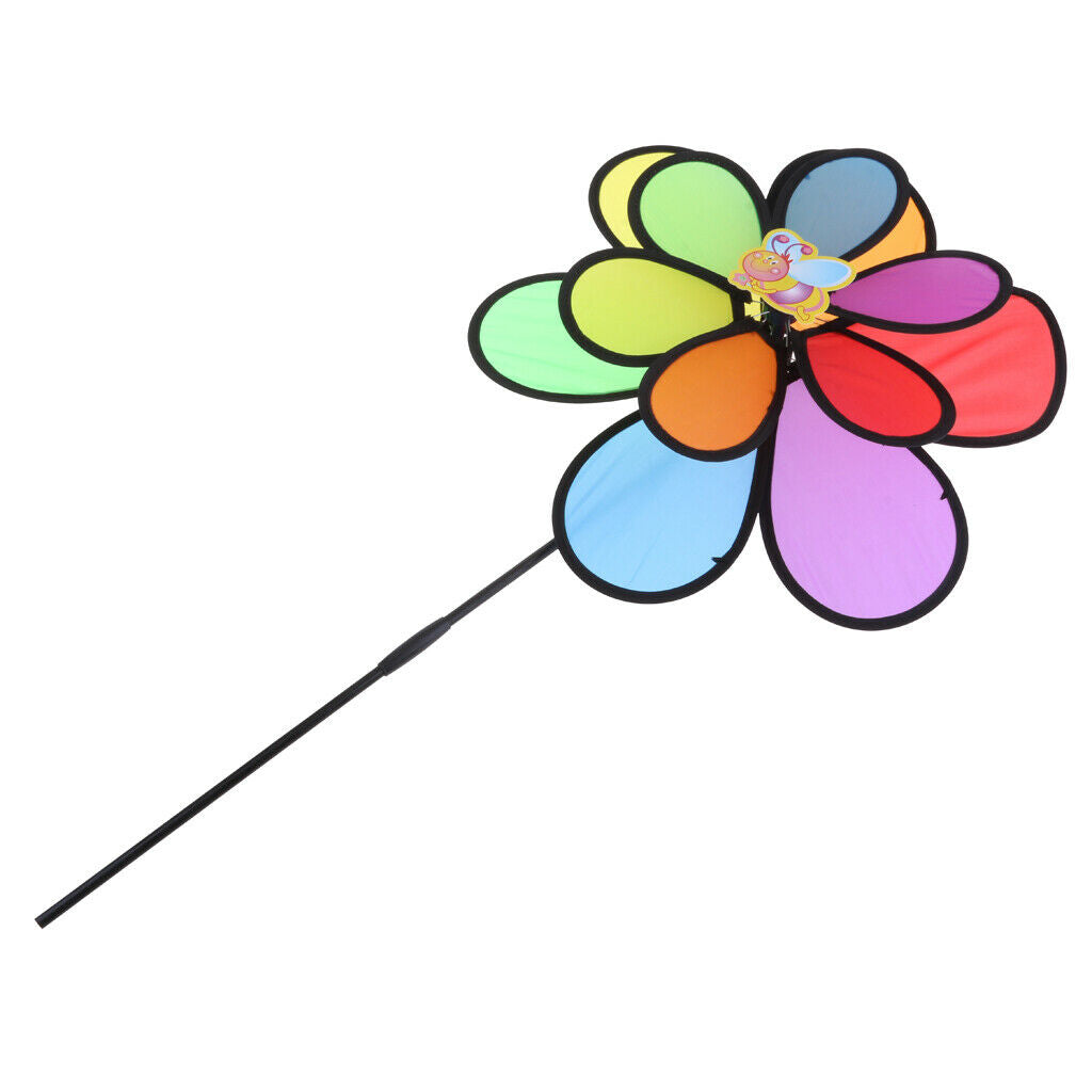 Large Double Pinwheel Flower Windmill Whirligig Home Yard Garden Decor Kids