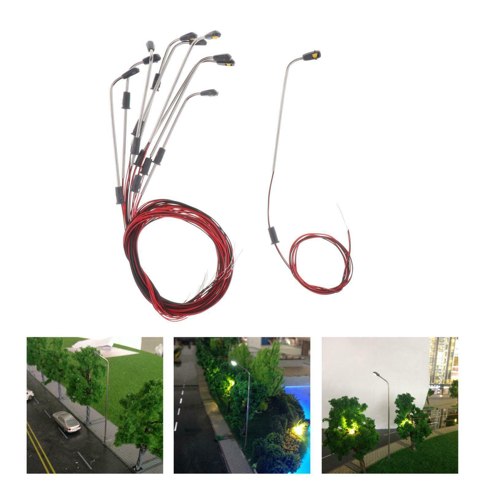 10pcs Railway LED Light Garden Street Micro Landscape Lamppost 1:300 Scale