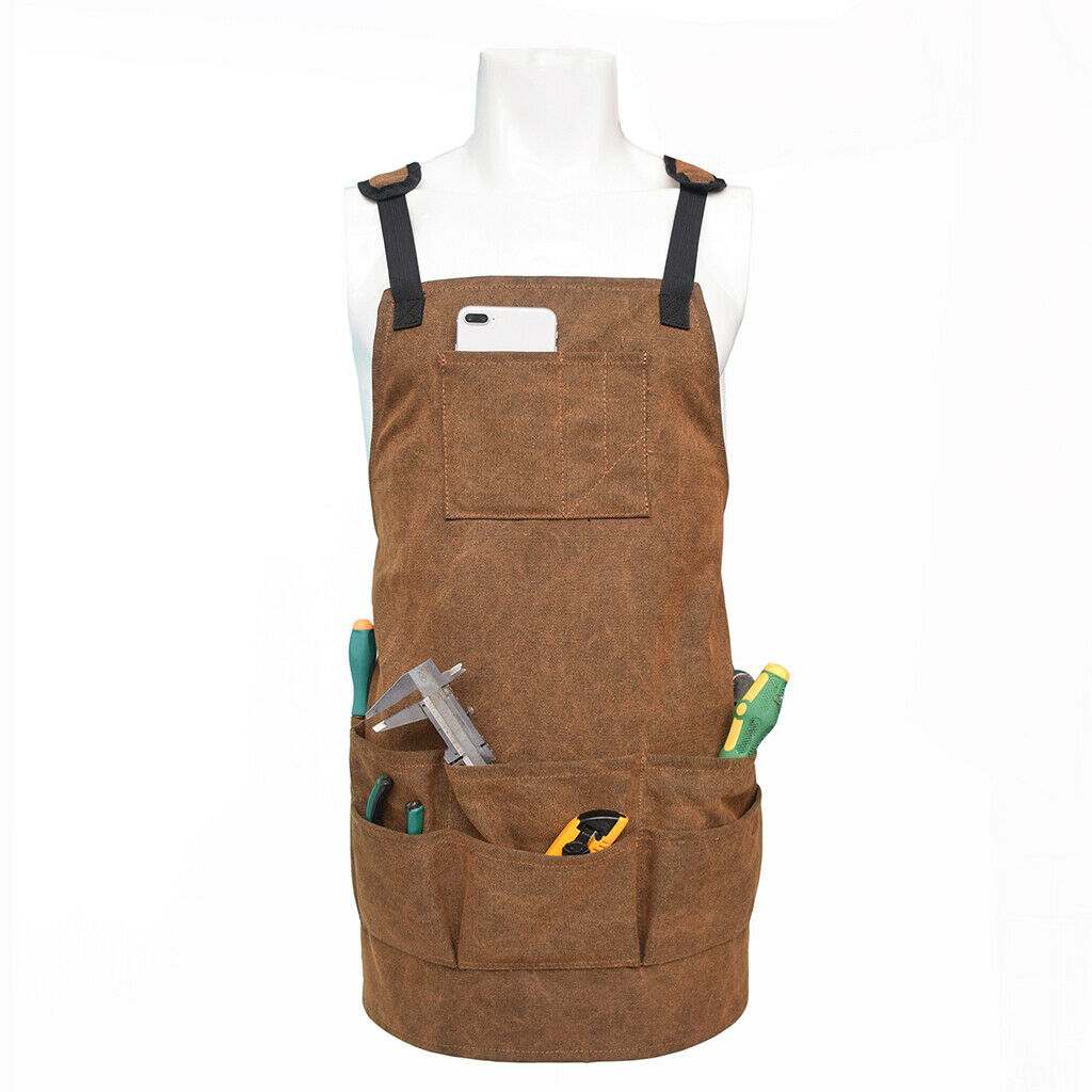 Durable Canvas Tool Apron with Adjustable Strap for DIY BBQ Carpenter Unisex UK