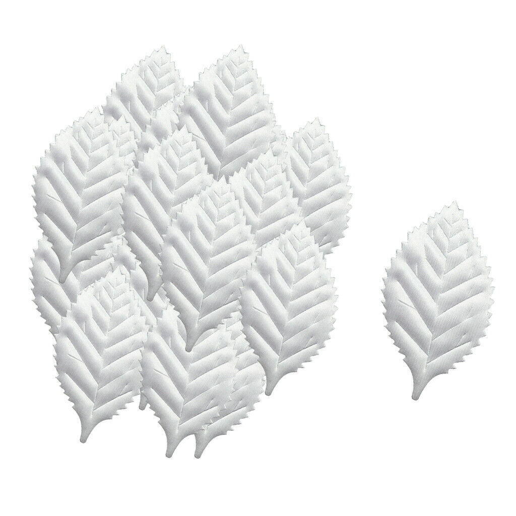 100 Piece Artificial Rose Leaves Applique Scrapbooking DIY Craft White