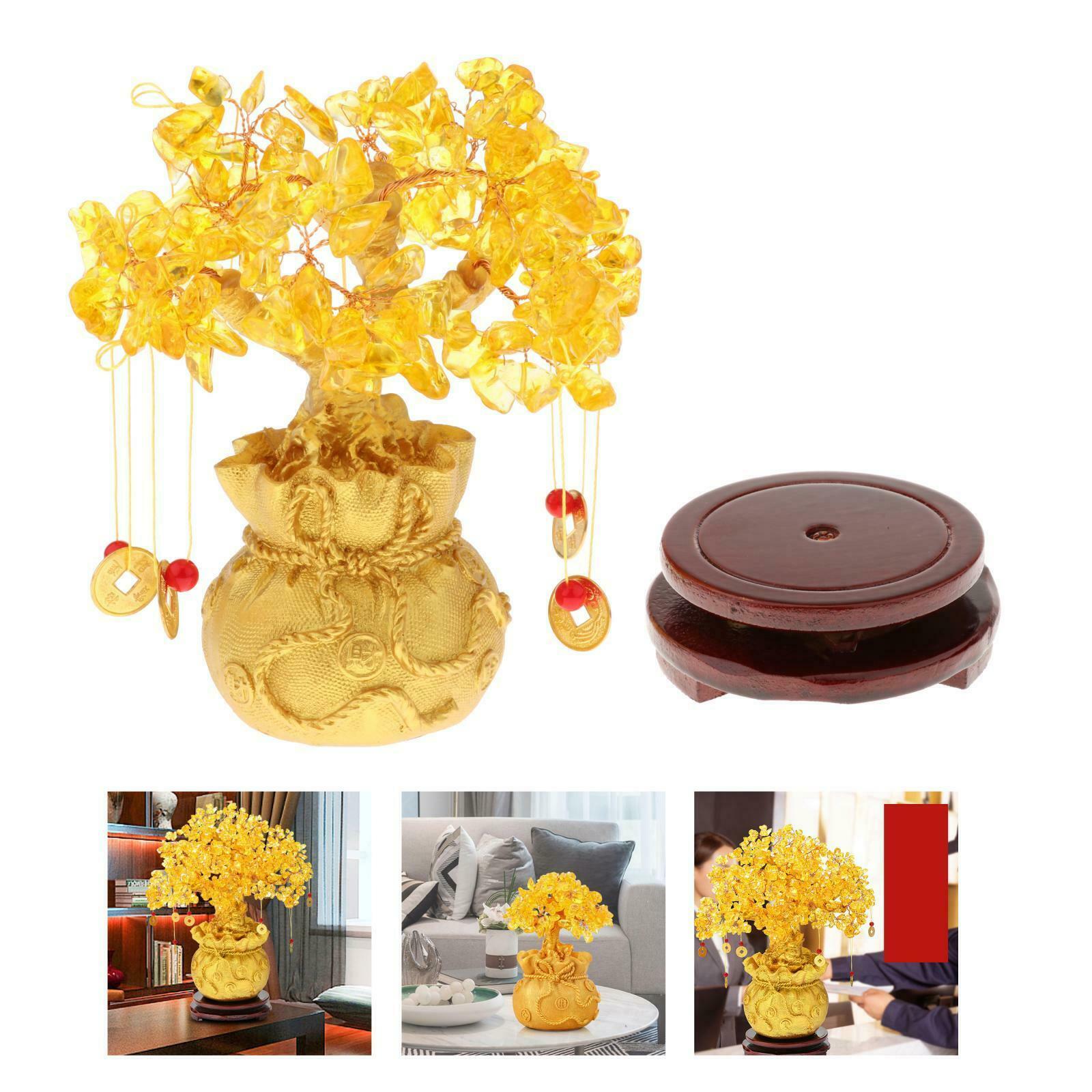 7.5" Citrine Quartz Gem Stone Lucky Tree Natural Crystal for Office Busniess
