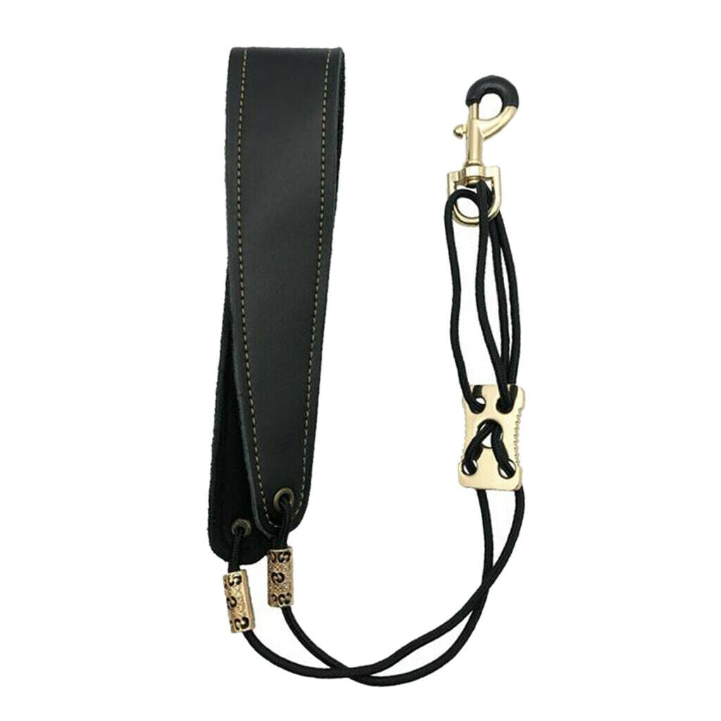 Sax Shoulder Neck Belt Cowhide Adjustable Black Kids Music Supplies 46-61cm