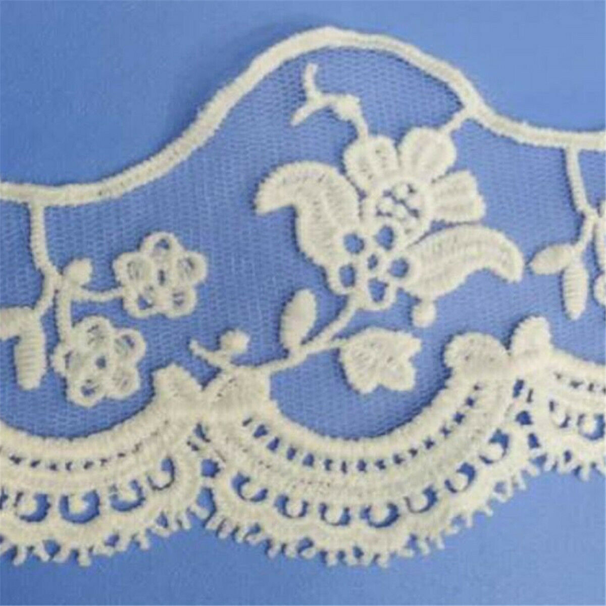 2Yd Embroidered Ribbon Floral Lace Wave Trim DIY Fabric Sewing Craft Clothing