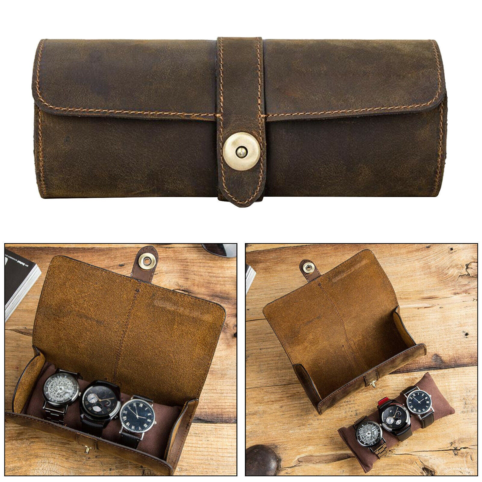 Easy Carry Handmade Multi-Purpose Watch Roll Pouch Organizer for Travel