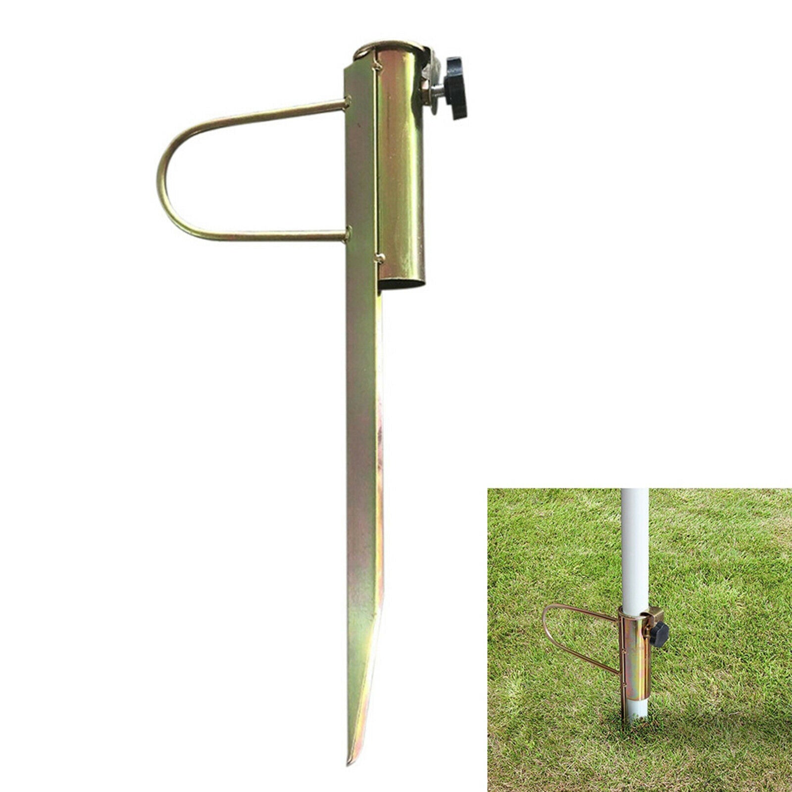 Metal Umbrella Base Holder Parasol Ground Spike Garden Peg Anchor Metal