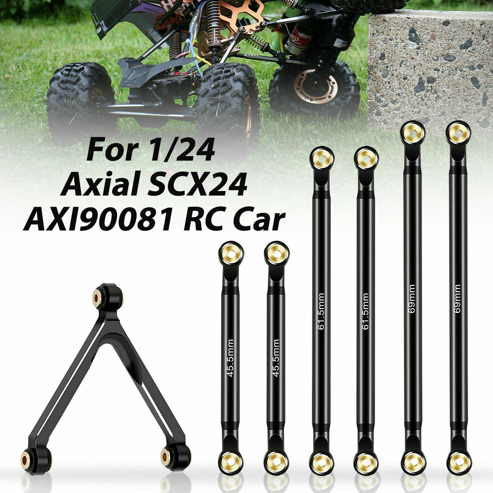 Aluminum Alloy Suspension Link Rod Linkage Set for 1/24 Axial SCX24 90081 RC Car
