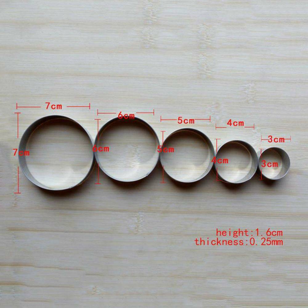 5Pcs Round Biscuit Cutter Mould Cake Cookies Pastry Mold DIY Baking Tools Set