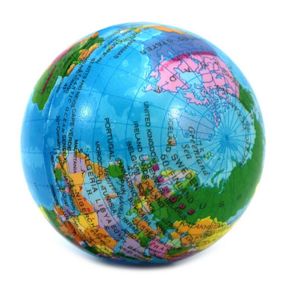 World Map Earth Globe Soft Squeeze Foam Ball Hand Wrist Exercise Stress Re.l8