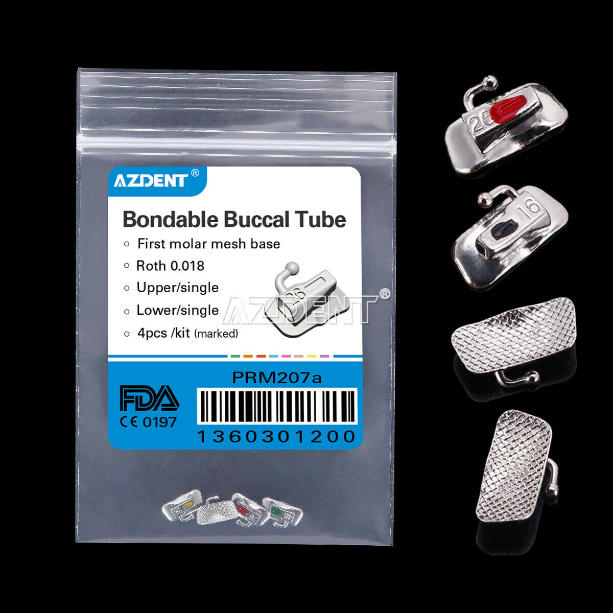 100X AZDENT Dental Orthodontic 1st Molar Buccal Tubes Bondable Non-Conv Roth 018