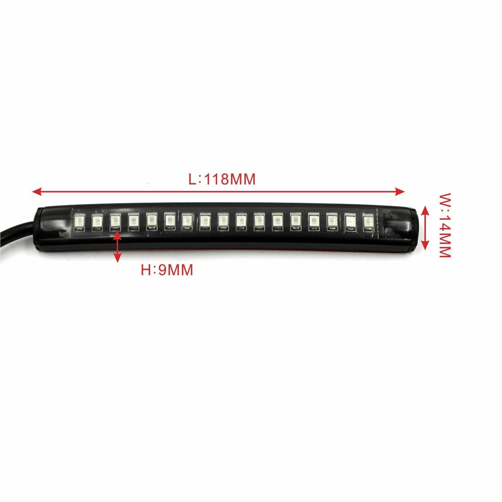 2X Motorcycle 17 LED Tail Light Strip Indicator Brake Stop Turn Signal Amber+Red