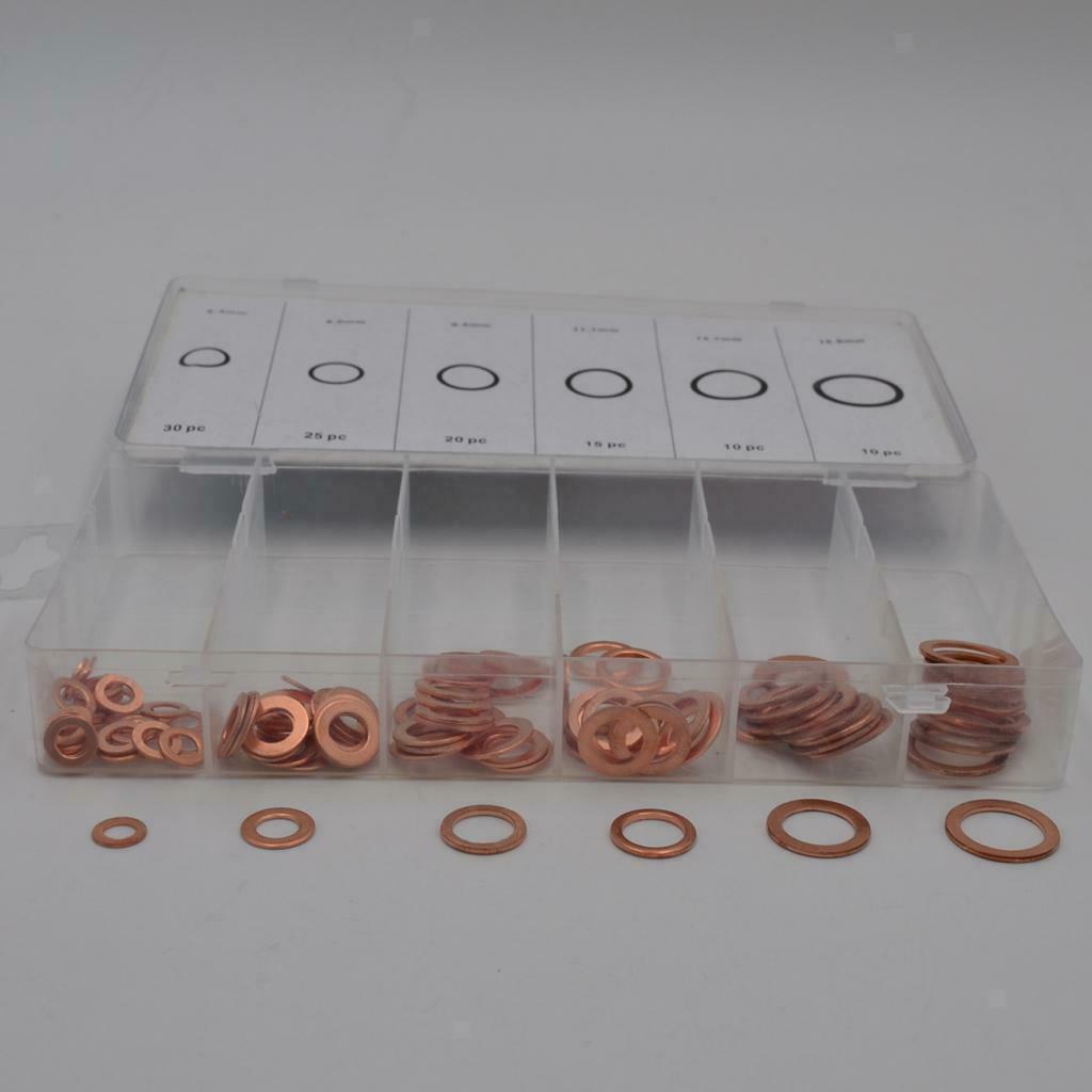 110Sets Solid Copper Washers Assorted Seal Flat Ring Hardware kit Durable
