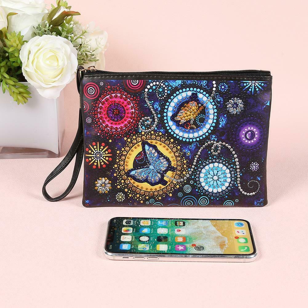 DIY Butterfly Special Shaped Diamond Painting Wristlet Clutch Women Wallet @