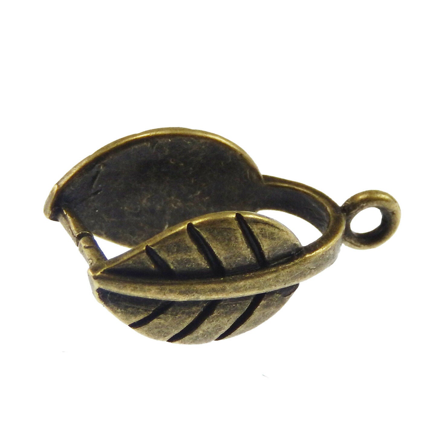 12pcs Antiqued Bronze Tone Brass Vivid Leaf Clasps End Pendant Findings 37468
