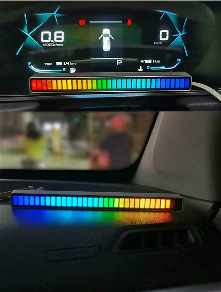 32 LED RGB Car Sound Control Voice-Activated Music Rhythm Ambient Light 18 Color