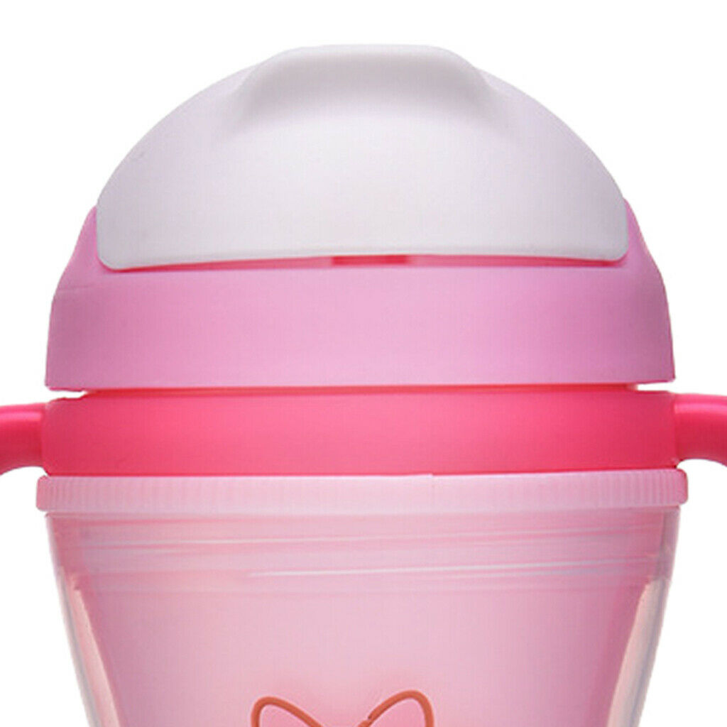 Baby Straw Sippy Cups Drink Bottle Toddler Training 180ML Pink with Handles