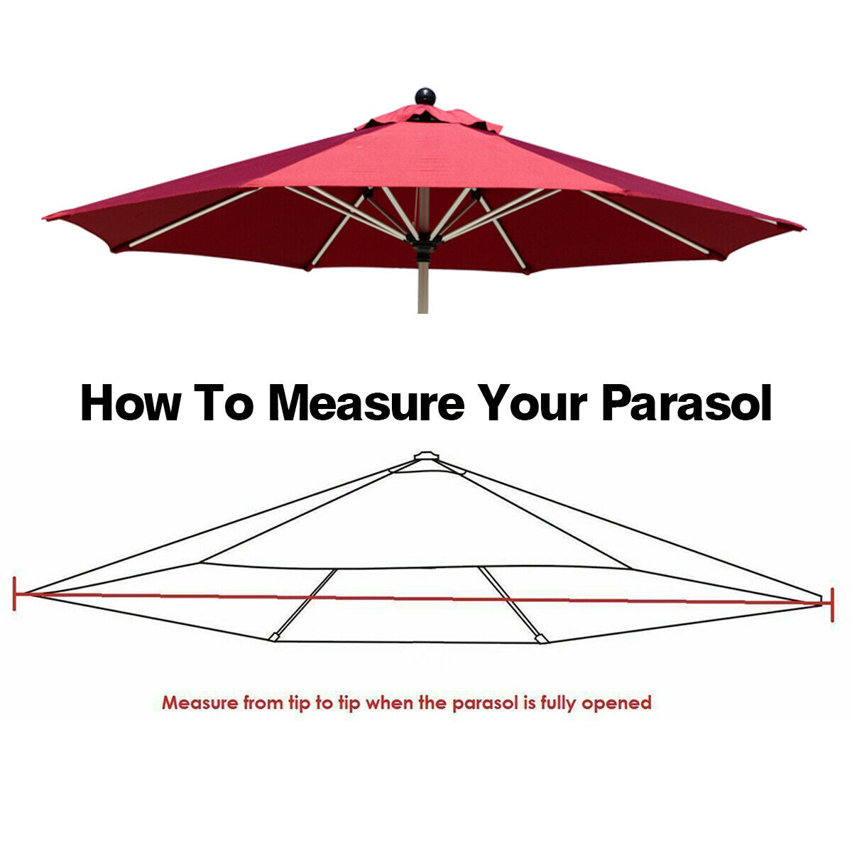 2.7m 8 Arm Garden Patio Parasol Canopy Cover Replacement Fabric Umbrella Anti