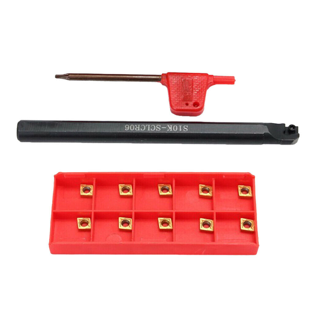 S10K-SCLCR06 Lathe Turning Tool Holder Kit with 10x CCMT060204 Inserts