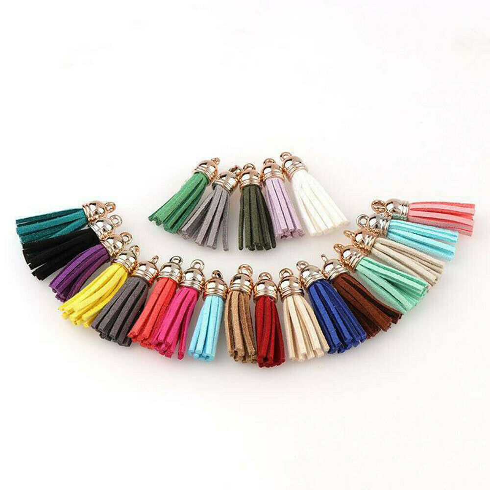 30 Pcs Charms Suede Leather Tassel For Keychain Pendant Jewelry DIY Crafts Set