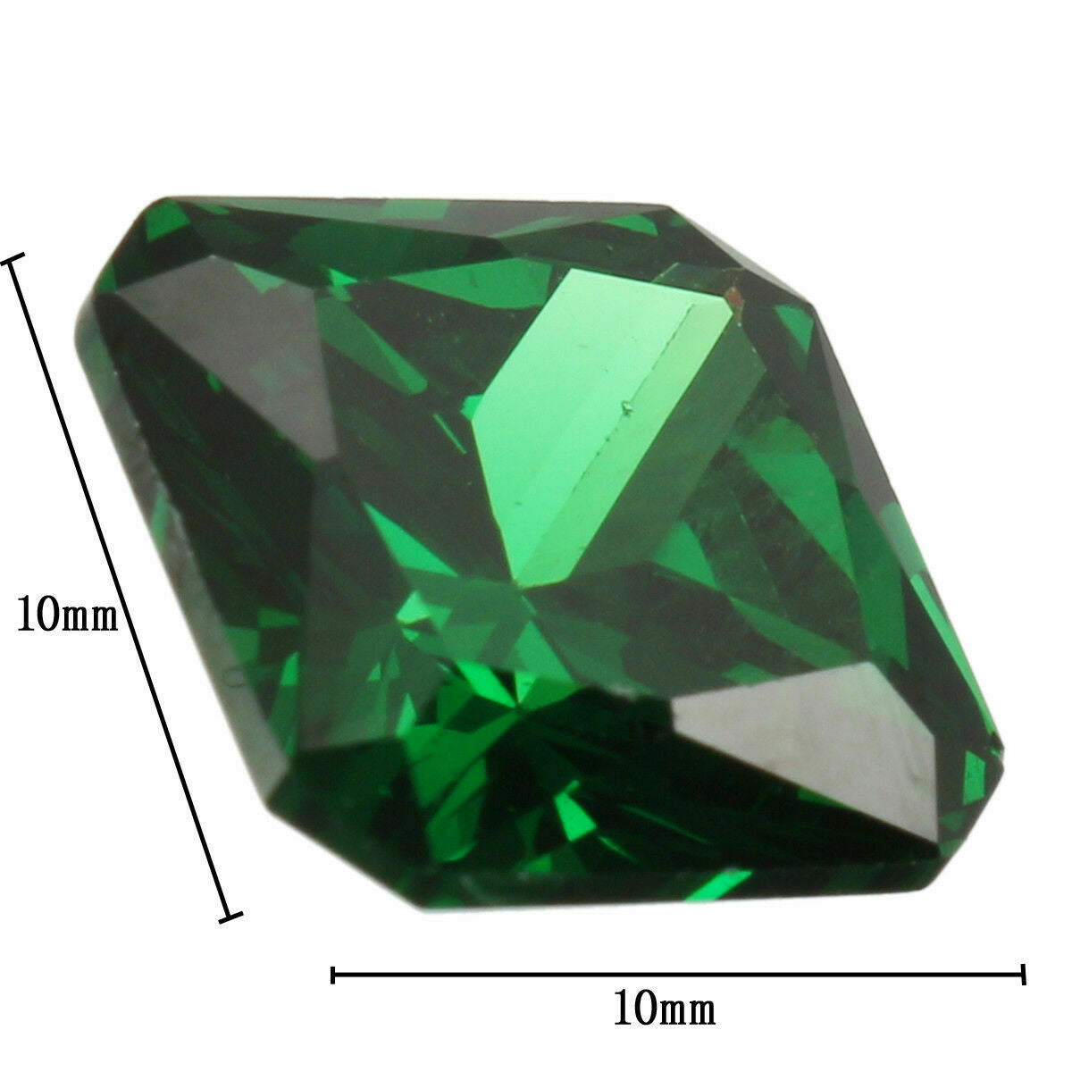 10X10mm 5.61CT Green Sapphire Zirconia Gems Faceted Cut Loose Gemstones