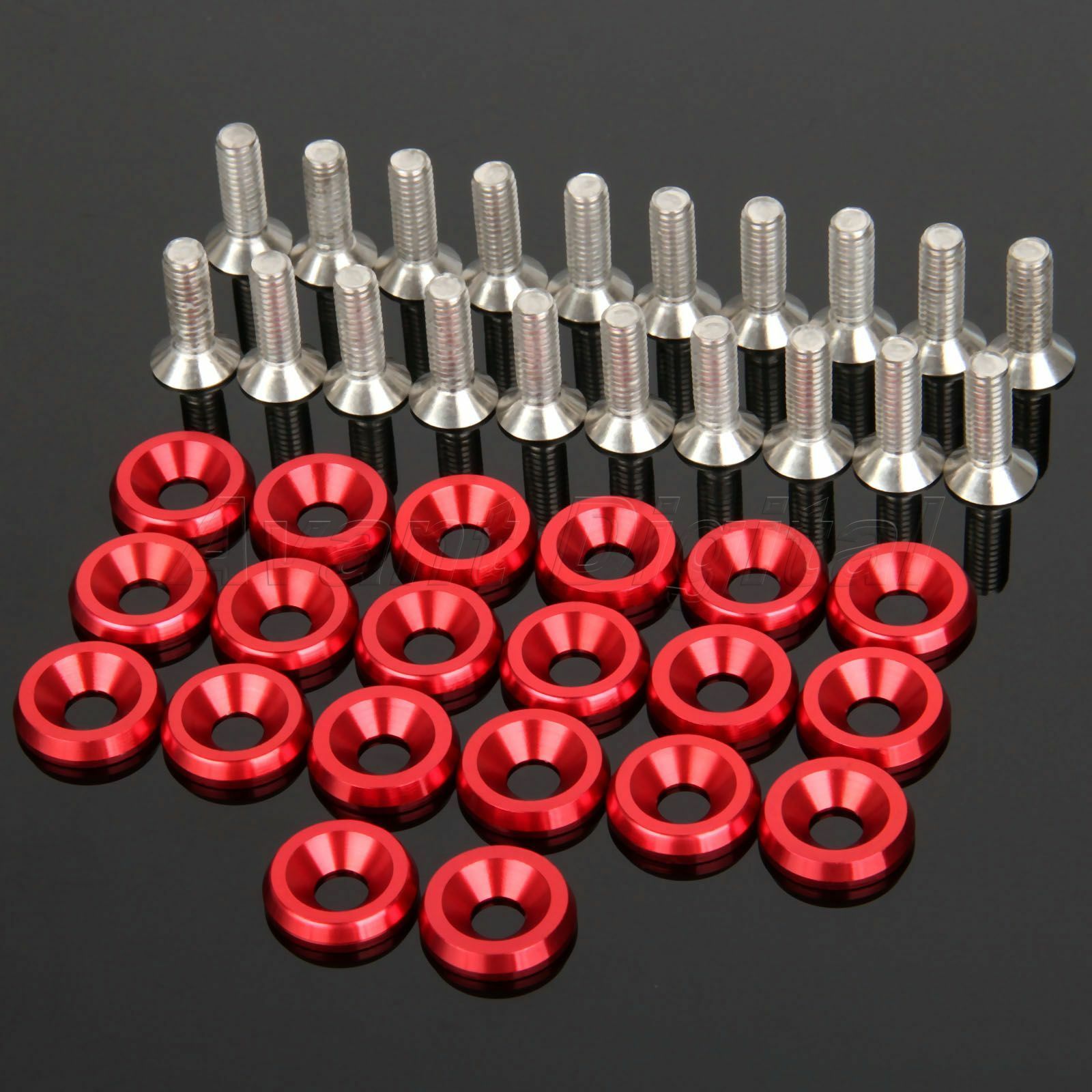 For JDM Red Color M6 15mm Engine Bay Washer Bumper Fender Dress Up Screw 20Pcs