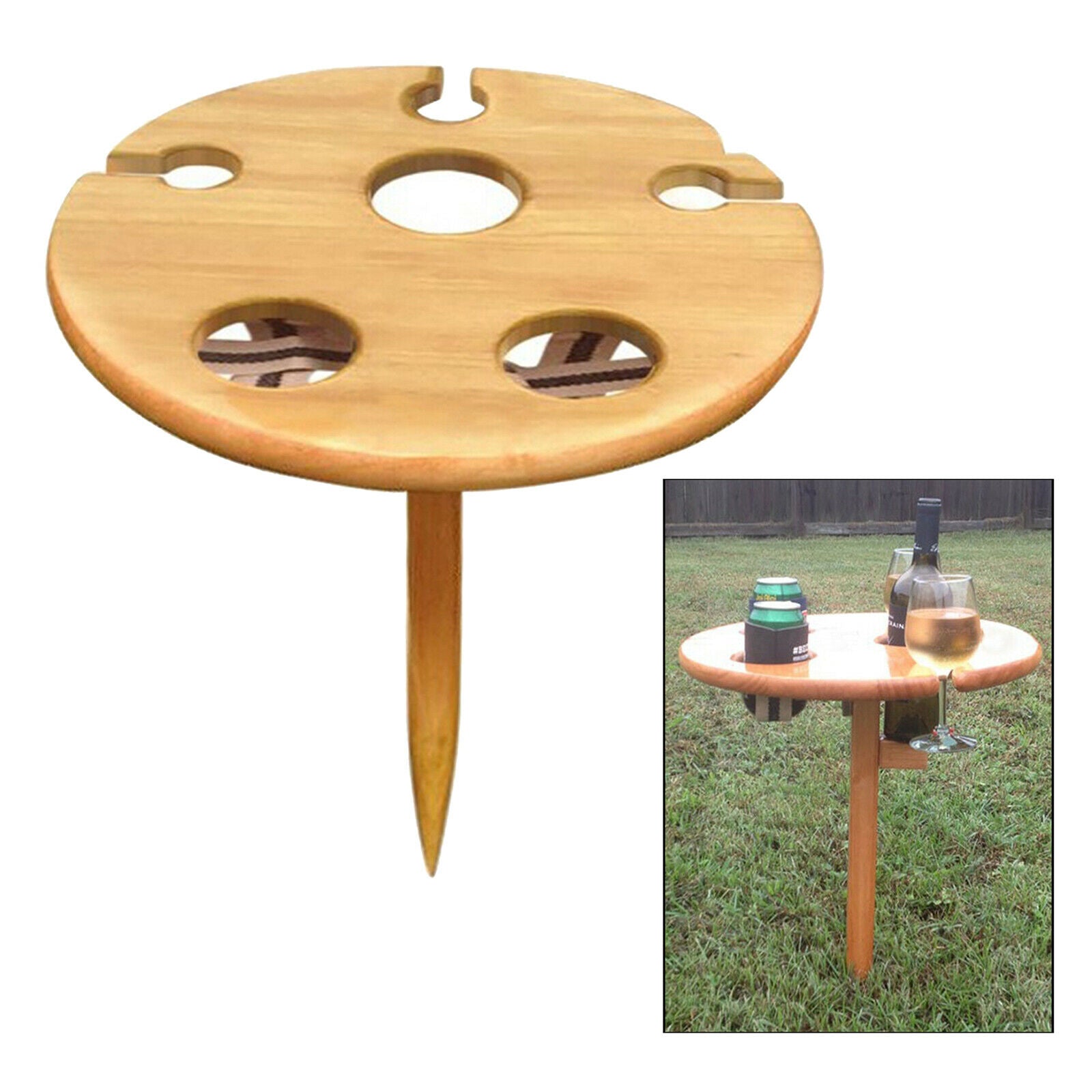 Folding Outdoor Wine Table Compact BBQ Camping Beer Serving Home Lawn Beach