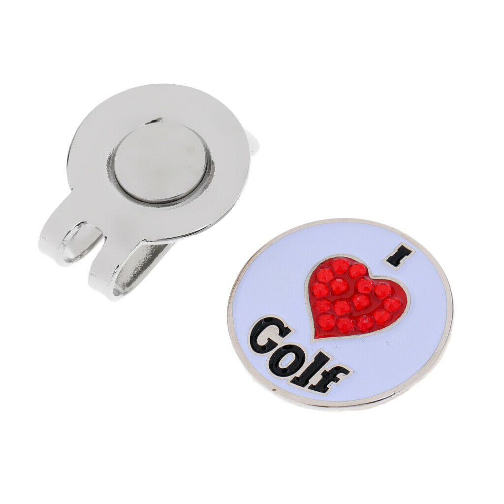 Golf Hat Clip With Detachable  Golf Ball Marker Heart Design