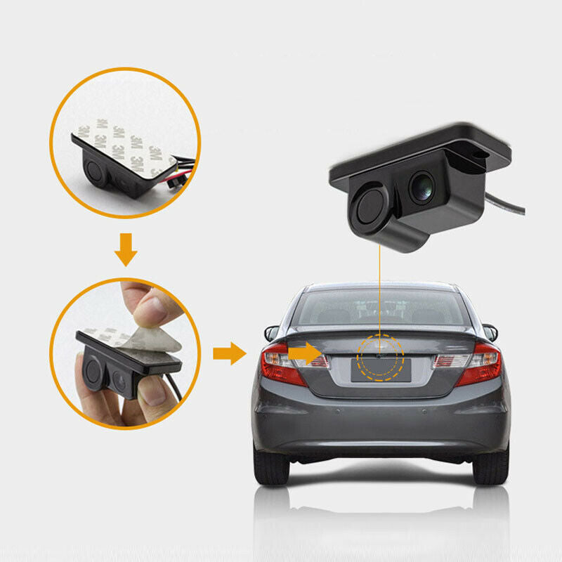 2in1 420TVL Car Parking Reverse Sensor Radar Rearview Backup Night Vision Camera