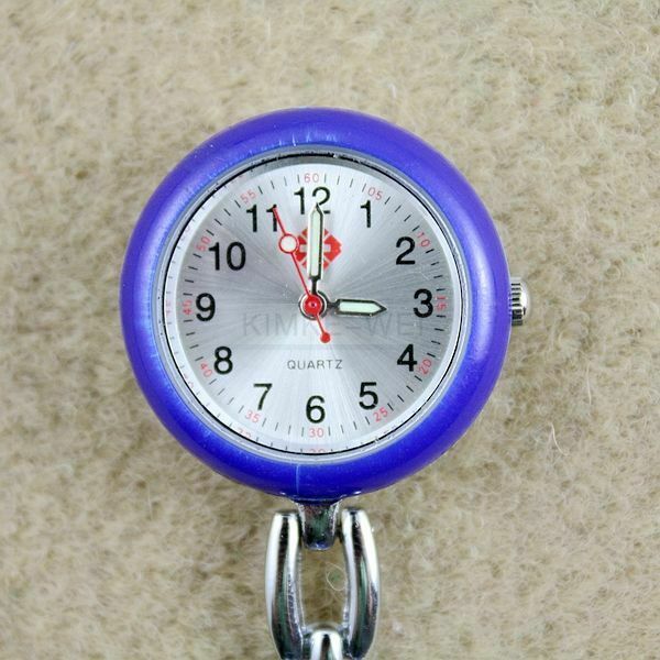 Round Nurse Watch Blue Clip-On Mens Time Piece NEW