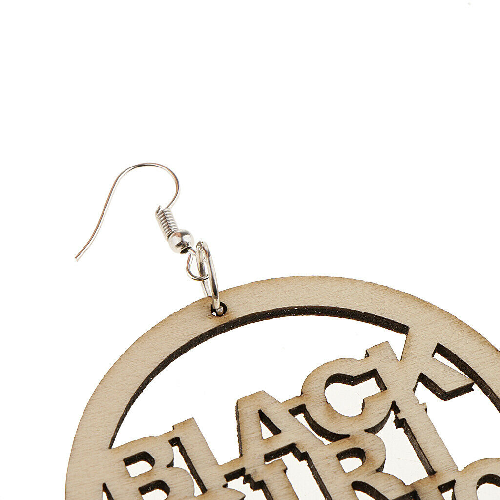 3 Pairs Wooden African Wood Ethnic Tribal Black Girl Magic Dangle Earrings