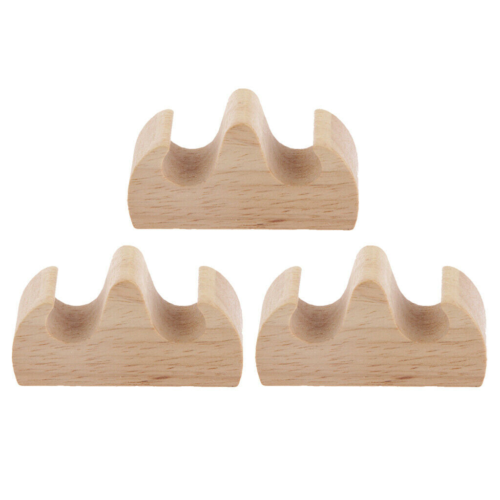 3x Wooden 2 Ports Chinese Writing Calligraphy Brush Pen Rest Stand Supporter