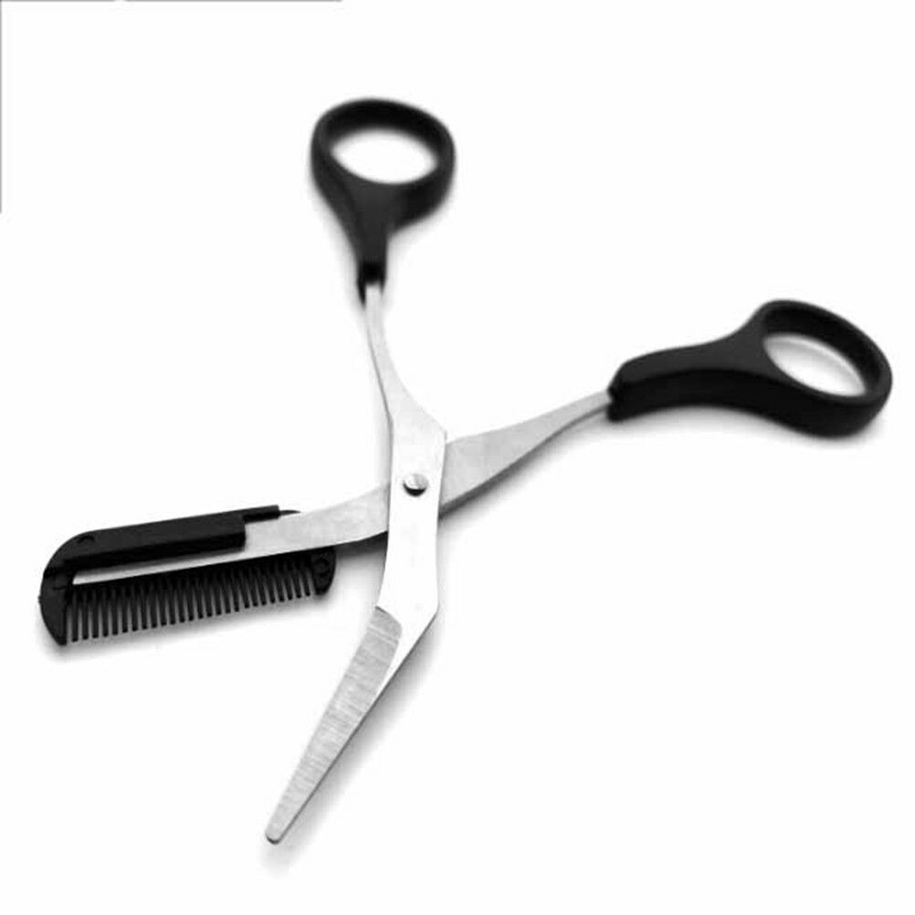 Women ladies eyebrow trimmer comb eyelash hair scissors cutter remover too.l8