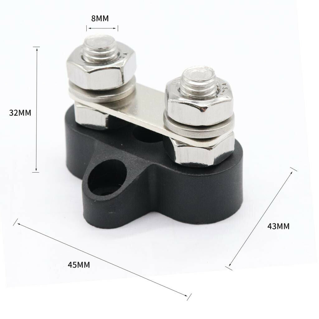 1 Pair DC48V Dual M8 Terminal Stud Bus Bar Power Distribution Box for Boat