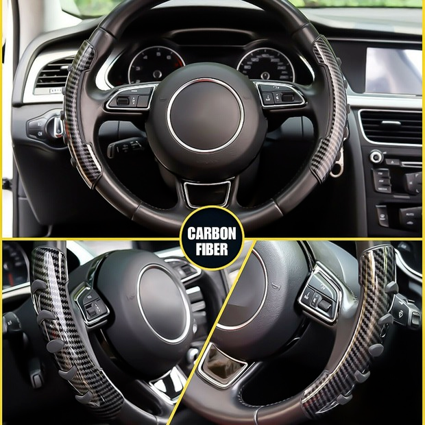 2X Car Steering Wheel Booster Non-Slip Cover Carbon Fiber Universal Accessories