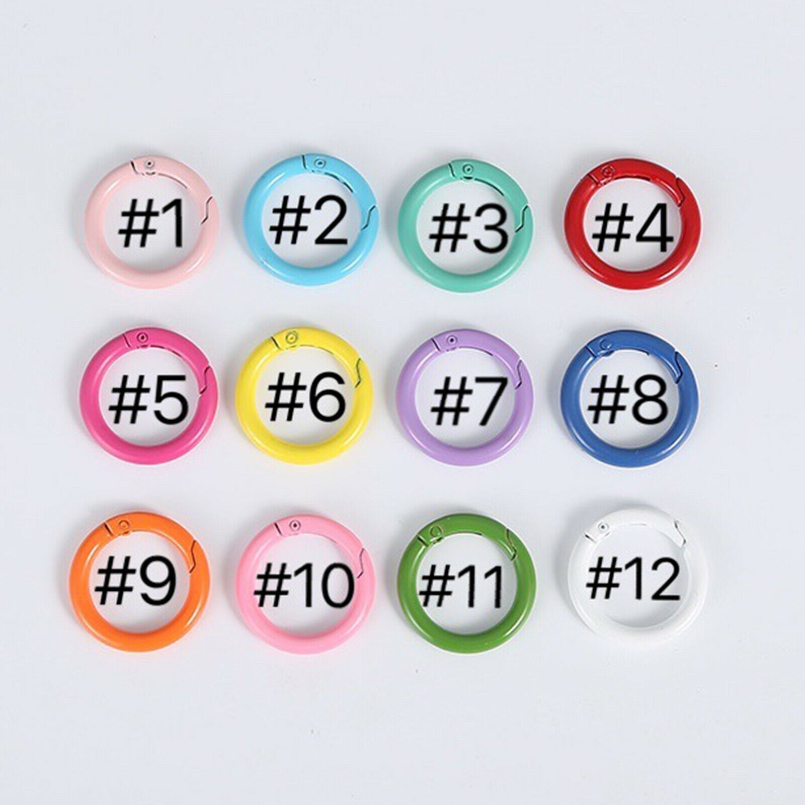 20x Multicolored Round Spring Snap Clip Hook Alloy Carabiner Keychain Buckle